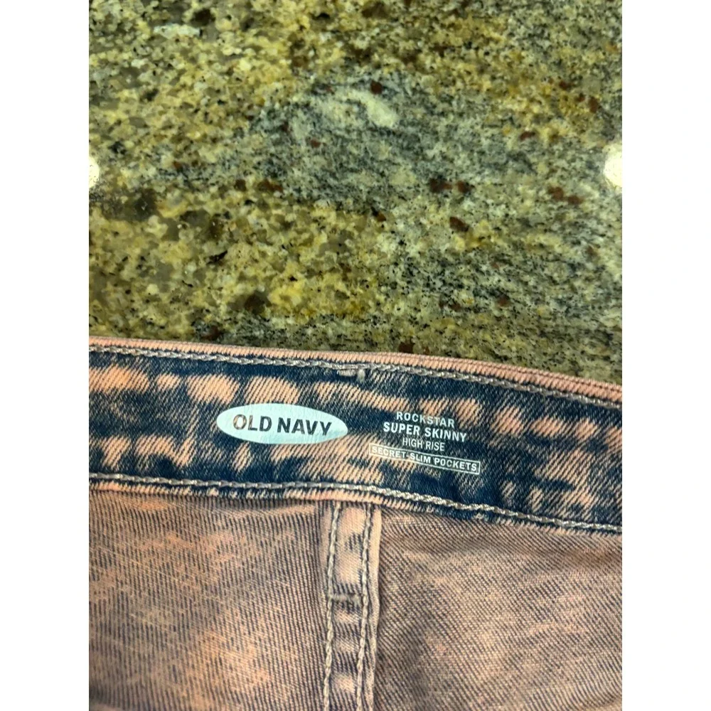 Old Navy Rockstar Super Skinny High Rise‎ Jeans Pink Acid Wash Size 16 Tall